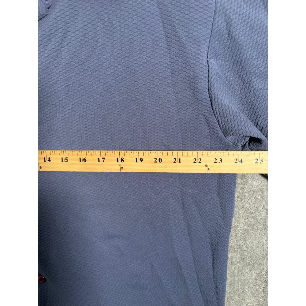 Vintage BC Ethic Mens L Blue Textured Camp Collar Button Up Shirt Loop Collar - Picture 12 of 13